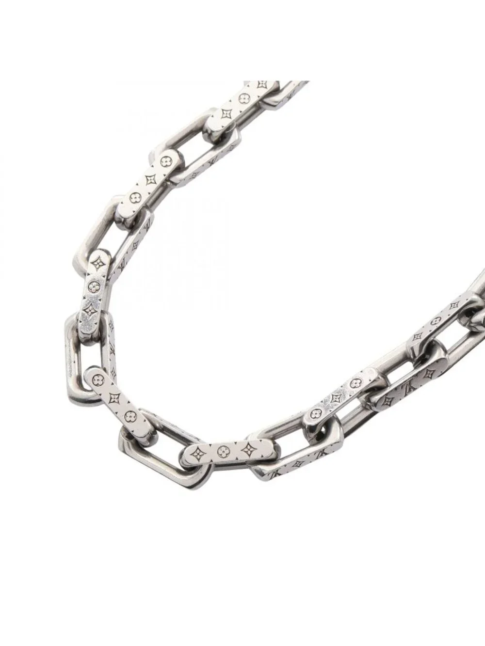 Louis Vuitton Necklace Collier Chain Monogram Silver Stainless Steel